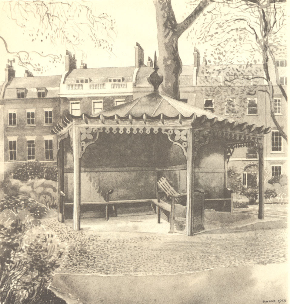 LONDON. The Shelter, Bedford Square, WC1. By Phyllis Dimond 1946 old print